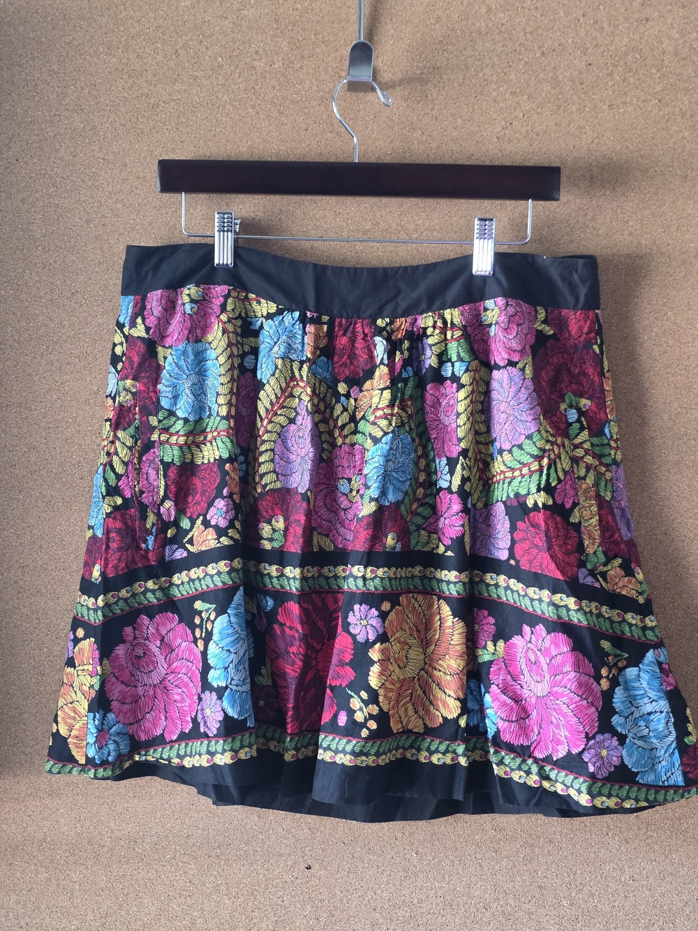 Anthropologie Edmé & Esyllte Boho Floral Midi Skirt Sz L A-Line Cotton